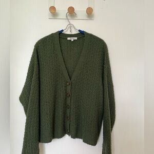 Madewell Olive Textured V-Neck Button Cardigan